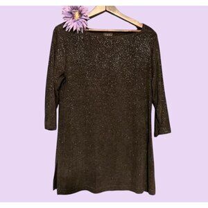 Black Glittery 3/4 Sleeve Tunic Top By Jkla California Size Large
